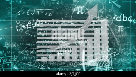 Image du traitement des données avec équations mathématiques sur fond noir Banque D'Images