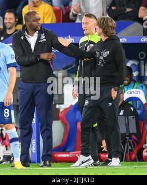 30 août 2022 - Crystal Palace v Brentford - Premier League - Selhurst Park le directeur du Crystal Palace Patrick Vieira et Thomas Frank de Brentford se affrontent lors du match de la Premier League. Image : Mark pain / Alamy Live News Banque D'Images