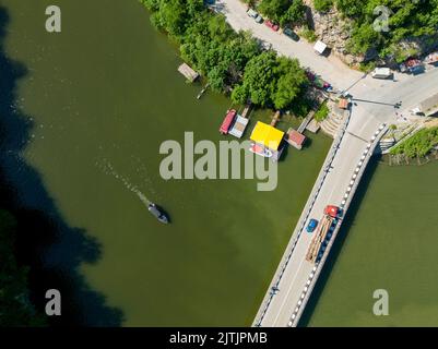 Panorama des gorges du Danube - tourné avec un drone Banque D'Images