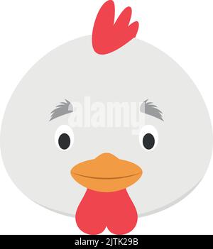 Visage de poulet de style dessin animé pour les enfants. Série d'illustrations vectorielles faces d'animaux Illustration de Vecteur