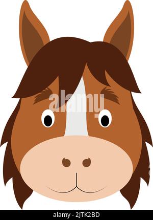 Un visage de cheval en dessin animé pour les enfants. Série d'illustrations vectorielles faces d'animaux Illustration de Vecteur