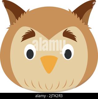 Visage hibou en style caricature pour enfants. Série d'illustrations vectorielles faces d'animaux Illustration de Vecteur