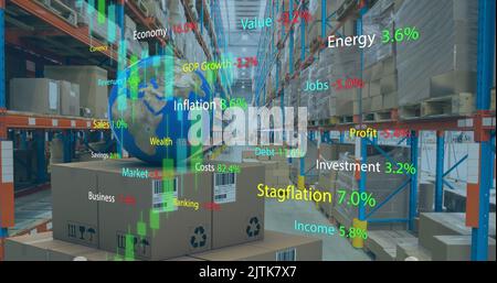 Image du traitement des données financières avec graphique sur l'entrepôt Banque D'Images