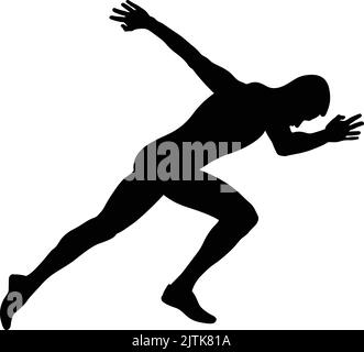 sprinter mâle commençant à courir silhouette noire Illustration de Vecteur