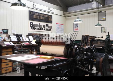 La galerie d'impression historique du musée industriel de Bradford, à Moorside Mills, dans le West Yorkshire, Royaume-Uni Banque D'Images