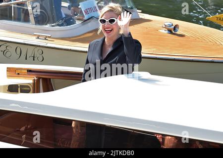 Venise, Italie. 31st août 2022. VENISE, ITALIE - 31 AOÛT : GRETA Gerwig arrive à l'embarcadère de l'Excelsior lors du Festival international du film de Venise de 79th sur 31 août 2022 à Venise, Italie. Credit: dpa/Alay Live News Banque D'Images