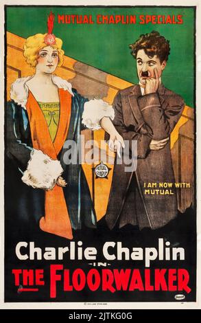 Charlie Chaplin, affiche de film vintage - The Floorwalker (Mutual, 1916) Banque D'Images