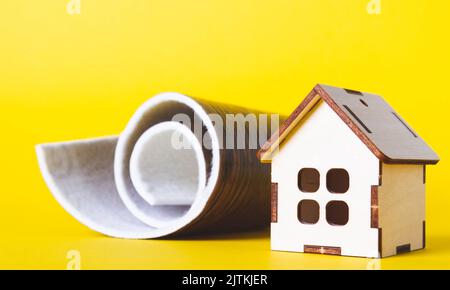 Revêtements de sol dans une maison en bois. Linoléum et une petite maison. Laminé ou linoléum pour le sol dans la maison. Choix de revêtements de sol. Banque D'Images