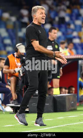 Naples, Campanie, Italie. 31st août 2022. Coach Lecce Barone pendant le match de football italien série A SSC Napoli vs US Lecce sur 31 août 2022 au stade Diego Armando Maradona à Naples. (Image de crédit : © Fabio Sasso/ZUMA Press Wire) Banque D'Images