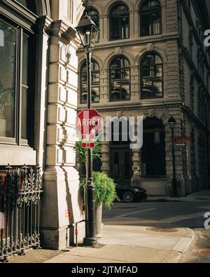 Stop et architecture historique, Montréal, Québec, Canada Banque D'Images