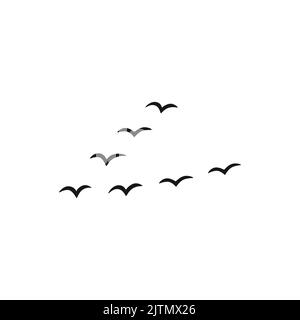 Un troupeau d'oiseaux de silhouette volant. Illustration vectorielle Illustration de Vecteur