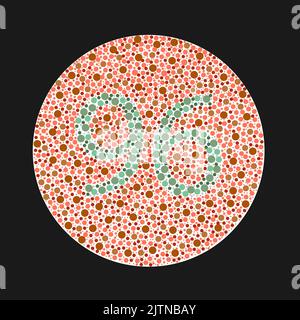 Test Ishihara pour la cécité des couleurs. Test de couleur borgne. Numéro vert 96 pour les aveugles de couleur. Illustration vectorielle. Illustration de Vecteur