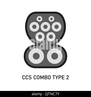 Fiche de charge pour voiture électrique Type 2 Mennekes Europe. Icône de ligne permettant de modifier le contour Illustration de Vecteur