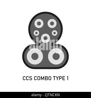 Fiche de charge pour voiture électrique Type 1 CCS Combo 1 Illustration de Vecteur