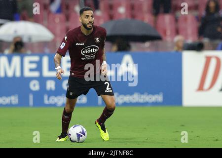 Foto Alessandro Garofalo/Lapresse 28 agosto 2022 Salerno, Italia sport calcio Salernitana vs Sampdoria - Campionato di calcio série A Tim 2022/2023 - Stadio Arechi. Nella foto : Dylan Bronn (États-Unis, Salernitana, 1919); 28 août 2022 Salerno, Italie football sportif Salerntana vs Samdoria - championnat italien de football ligue A 2022/2023 - Stade Arechi. Dans la photo: Dylan Bronn (US Salernitana 1919); Banque D'Images