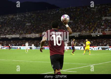 Foto Alessandro Garofalo/Lapresse 28 agosto 2022 Salerno, Italia sport calcio Salernitana vs Sampdoria - Campionato di calcio série A Tim 2022/2023 - Stadio Arechi. Nella foto: Tonny Vilhena (USA Salerntana 1919); 28 août 2022 Salerno, Italie football sportif Salerntana vs Samdoria - Ligue italienne de football de championnat A 2022/2023 - Stade Arechi. Dans la photo: Tonny Vilhena (US Salernitana 1919); Banque D'Images