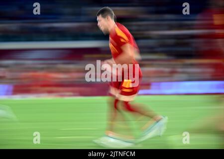 Foto Alfredo Falcone/Lapresse 30 Agosto 2022 - Roma, Italia - sport, calcio - Roma vs Monza - Campionato italiano di calcio Serie A TIM 2022/2023 - Stadio Olimpico. Nella foto: Andrea Belotti de AS Roma Foto Alfredo Falcone/Lapresse 30 août 2022 Rome, Italie - sport, calcio - Roma vs Monza - Championnat italien de football 2022/2023 - Stade Olimpic. Dans la photo: Andrea Belotti de AS Roma Banque D'Images