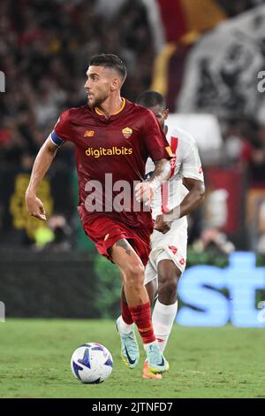 Foto Alfredo Falcone/Lapresse 30 Agosto 2022 - Roma, Italia - sport, calcio - Roma vs Monza - Campionato italiano di calcio Serie A TIM 2022/2023 - Stadio Olimpico. Nella foto: Lorenzo Pellegrini de AS Roma Foto Alfredo Falcone/Lapresse 30 août 2022 Rome, Italie - sport, calcio - Roma vs Monza - Championnat italien de football série A 2022/2023 - Stade Olimpic. Dans la photo: Lorenzo Pellegrini de AS Roma Banque D'Images