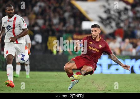 Foto Alfredo Falcone/Lapresse 30 Agosto 2022 - Roma, Italia - sport, calcio - Roma vs Monza - Campionato italiano di calcio Serie A TIM 2022/2023 - Stadio Olimpico. Nella foto: Lorenzo Pellegrini de AS Roma Foto Alfredo Falcone/Lapresse 30 août 2022 Rome, Italie - sport, calcio - Roma vs Monza - Championnat italien de football série A 2022/2023 - Stade Olimpic. Dans la photo: Lorenzo Pellegrini de AS Roma Banque D'Images