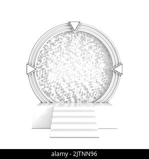 Portail de l'espace blanc vers un autre univers et univers en Clay style sur fond blanc. 3D rendu Banque D'Images