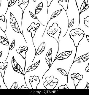 Motif sans couture et motif en forme de coolé, fleurs élégantes Illustration de Vecteur