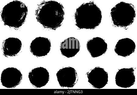 Cercles noirs dessinés à la main isolés sur du blanc. Illustration de Vecteur