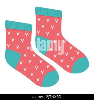 Chaussettes colorées pour enfants, illustration de style caricature à vecteur isolé. Illustration de Vecteur