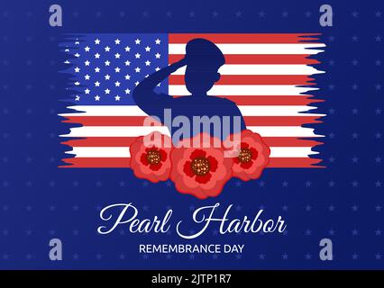 Happy Pearl Harbor jour du souvenir sur 7 décembre modèle dessin à la main dessin à la main dessin à la main dessin à la main dessin à la main pour le Mémorial national de la cérémonie Illustration de Vecteur