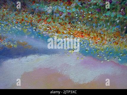 peint à la main original impressionnisme chefs-d'œuvre peintre art peinture à l'huile couleur champ de fleurs Banque D'Images