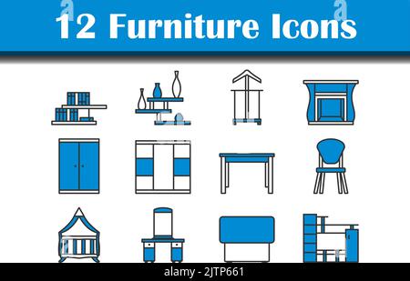 Ensemble d'icônes de meuble. Contour gras modifiable avec Color Fill Design. Illustration vectorielle. Illustration de Vecteur