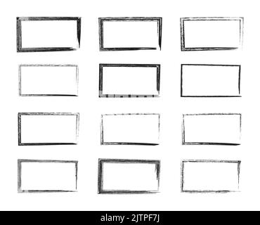 Ensemble de contours de pinceau. Ensemble de pinceaux vectoriels. Grunge les éléments de conception. Bannières de texture de détresse sales. Plateaux d'encre. Lignes peintes gungy. Illustration de Vecteur