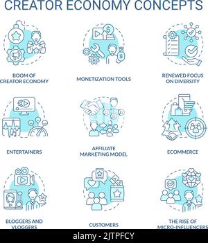 Créateur économie turquoise concept icônes ensemble Illustration de Vecteur