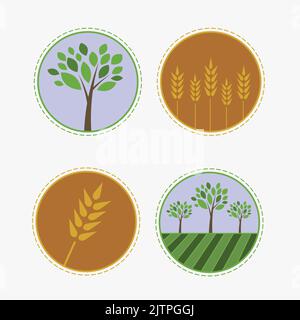 Badges ou étiquettes pour produits biologiques. Concept de mode de vie sain. Éléments de conception du logo bio. Illustration de Vecteur