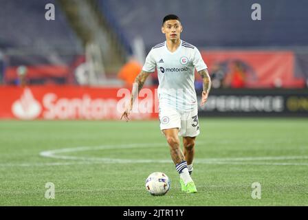 31 août 2022 ; Foxborough, ma, États-Unis ; Le défenseur du feu de Chicago Jonathan Bornstein (3) en action lors d'un match MLS entre Chicago Fire et la révolution de la Nouvelle-Angleterre au stade Gillette. Anthony Nesmith/CSM Banque D'Images