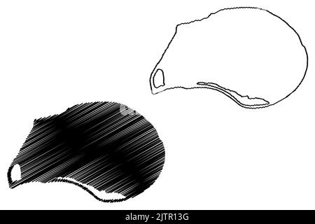 Klein Bonaire Island (Royaume des pays-Bas, Leeward Islands, Petites Antilles, Cenrtal America, Caraïbes Islands) illustration vectorielle de la carte, sCRIB Illustration de Vecteur