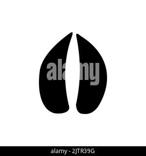 Imprimé cerf ou orignal animal pied icône de silhouette noire isolée. Pistes de rennes ou d'élans vectoriels, traces de cerfs de mammifères sauvages. Emblème du sport de chasse aux animaux sauvages, trace après la marche sur le sol Illustration de Vecteur