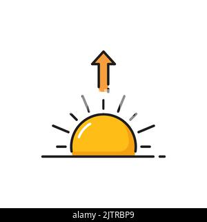 Lever du soleil, icône de prévision météorologique du soleil, symbole de vecteur de couleur. Application de prévisions météorologiques et widget de météorologie climatique pour l'heure du lever du soleil Illustration de Vecteur