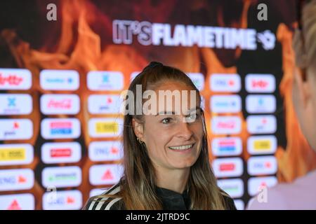 Tubize, Belgique, 01 septembre 2022. La Belge Tessa Wullaert photographiée lors d'une conférence de presse de l'équipe nationale féminine de football belge The Red Flames, à Tubize, le jeudi 01 septembre 2022. Vendredi, l'équipe jouera en Norvège dans les qualifications pour les Championnats du monde. BELGA PHOTO DAVID CATRY Banque D'Images