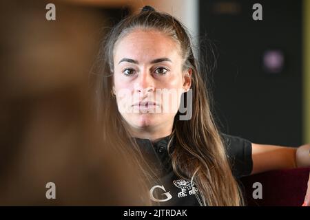 Tubize, Belgique, 01 septembre 2022. La Belge Tessa Wullaert photographiée lors d'une conférence de presse de l'équipe nationale féminine de football belge The Red Flames, à Tubize, le jeudi 01 septembre 2022. Vendredi, l'équipe jouera en Norvège dans les qualifications pour les Championnats du monde. BELGA PHOTO DAVID CATRY Banque D'Images