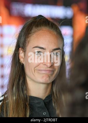 Tubize, Belgique, 01 septembre 2022. La Belge Tessa Wullaert photographiée lors d'une conférence de presse de l'équipe nationale féminine de football belge The Red Flames, à Tubize, le jeudi 01 septembre 2022. Vendredi, l'équipe jouera en Norvège dans les qualifications pour les Championnats du monde. BELGA PHOTO DAVID CATRY Banque D'Images