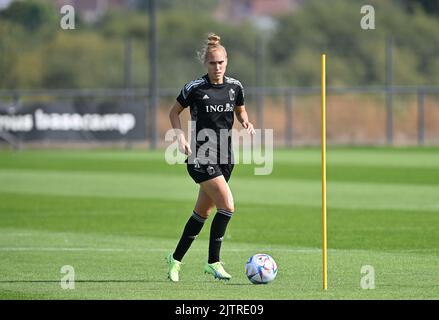 Tubize, Belgique, 01 septembre 2022. Janice Cayman de Belgique photographié en action lors d'une session de formation de l'équipe nationale féminine de football belge les flammes rouges, à Tubize, le jeudi 01 septembre 2022. Vendredi, l'équipe jouera en Norvège dans les qualifications pour les Championnats du monde. BELGA PHOTO DAVID CATRY Banque D'Images