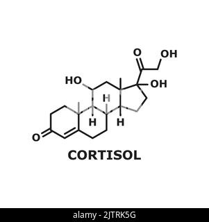 Molécule chimique de l'hormone des glandes surrénales cortisol structure isolée dans la ligne art. vecteur stéroïde hormone cortisol ou hydrocortisone structural f Illustration de Vecteur