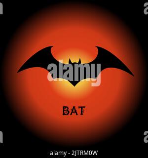 Batte volante pour Halloween.Vampire vecteur bat.Silhouette sombre de chauve-souris survolant dans un style plat Illustration de Vecteur