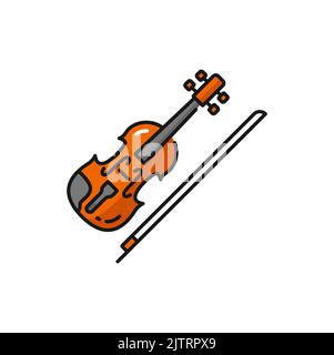 Instrument à cordes de violoncelle d'icône de couleur allemande. Violon vectoriel avec arc, instrument de musique violoncelle, signe d'orchestre allemand Illustration de Vecteur