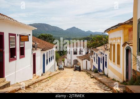 Rues de la ville de tiradentes à Minas Gerais, Brésil - 22 janvier 2018 : ville de Tiradentes, une des principales villes touristiques de minas gerais. Banque D'Images