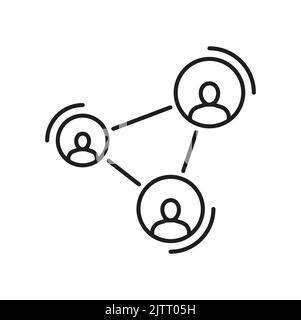 Icône de marketing de filiale. Icône de contour de vecteur de symbole de référence. Concept de réseau ou de programme partenaire, groupe de personnes collaborant ensemble Illustration de Vecteur