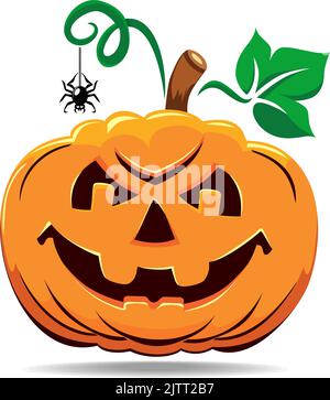 Citrouille orange avec le sourire pour votre conception pour les fêtes d'Halloween. Vecteur sur fond transparent Illustration de Vecteur