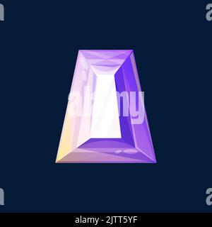 Pierre de pierre de pierre de pierre de pierre de pierre naturelle isolée de cristal de pierre de pierre de pierre de 3D réaliste icône. Vector ui jeu Trésor lilas cristal, bijoux décoration précieux carat Illustration de Vecteur