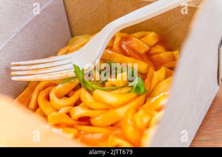 Pâtes de fettuccine avec sauce bolognaise à Rio de Janeiro Banque D'Images