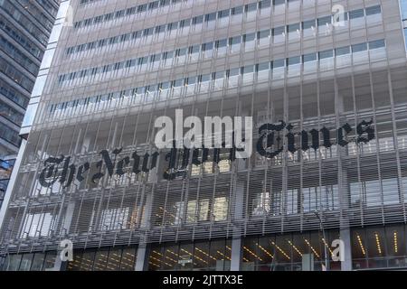 New York, NY, Etats-Unis - 17 août 2022 : siège social de la société New York Times à New York, NY, Etats-Unis. Banque D'Images